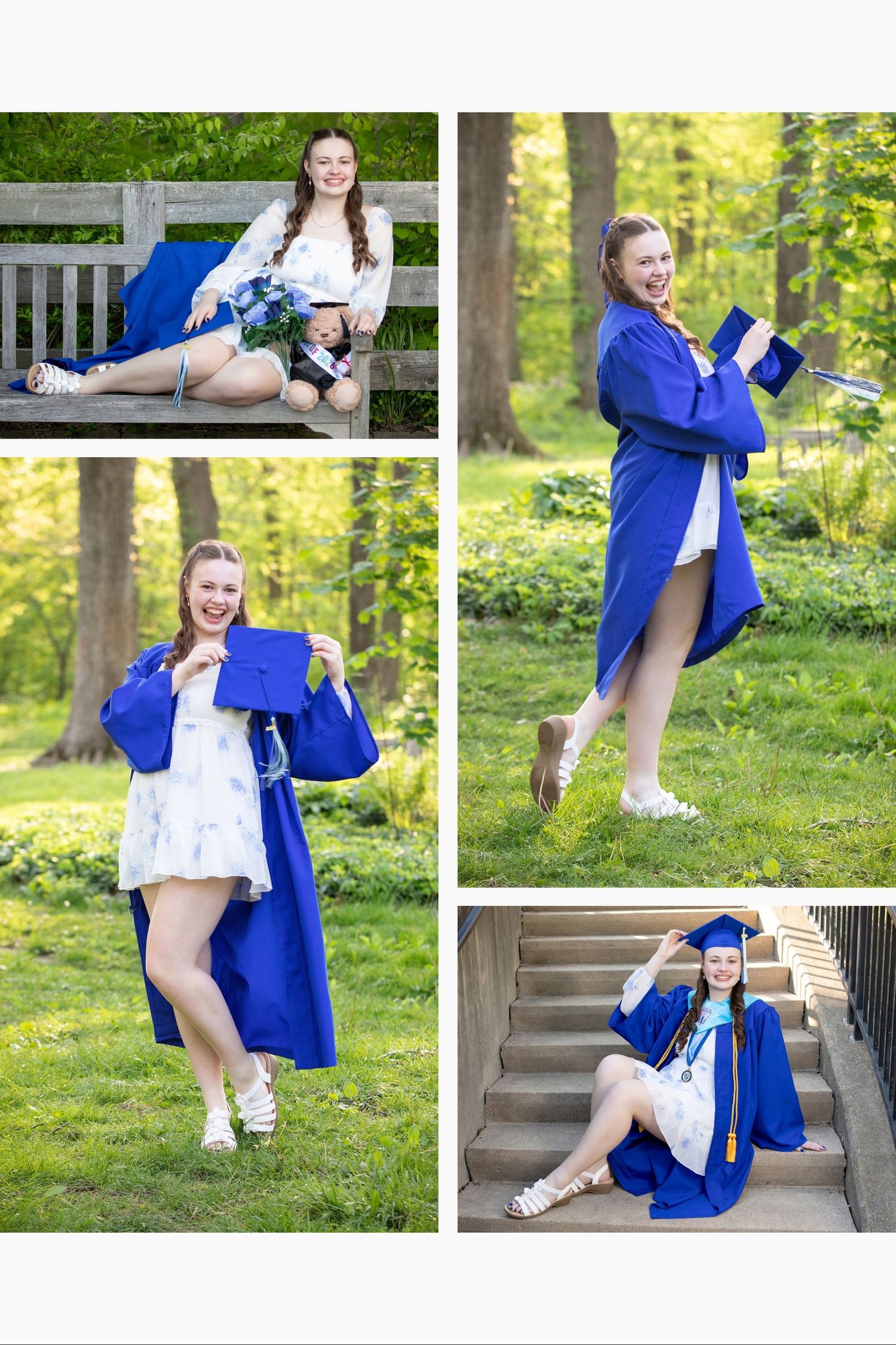 Olentangy Berlin senior pictures at Inniswood Metro Gardens featuring cap and gown portraits with beautiful spring greenery.