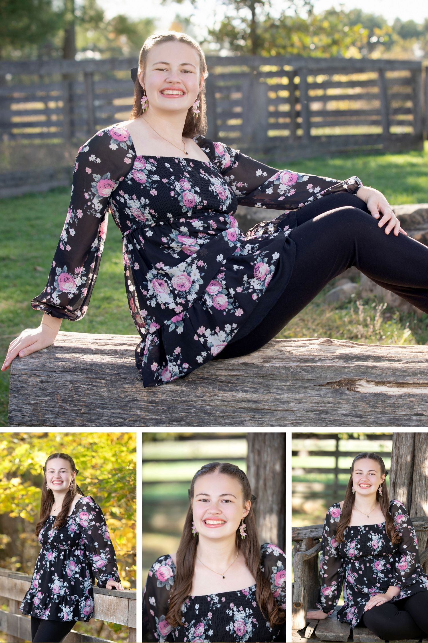 Olentangy Berlin senior pictures at Slate Run Metro Park featuring fall portraits with rustic fences and natural outdoor scenery.