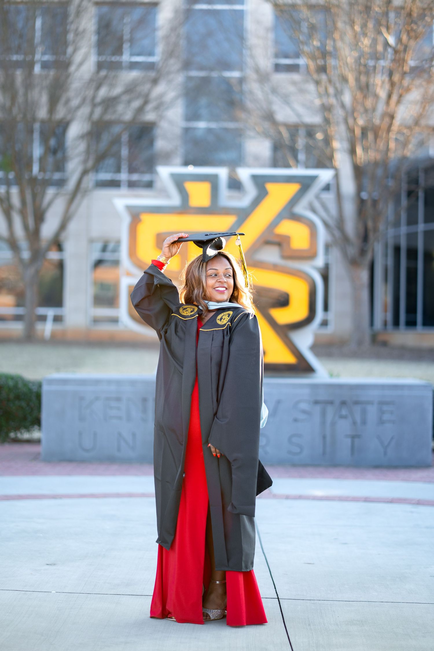 KSU graduation portrait photographer offering grad photos at the classic spots before commencement