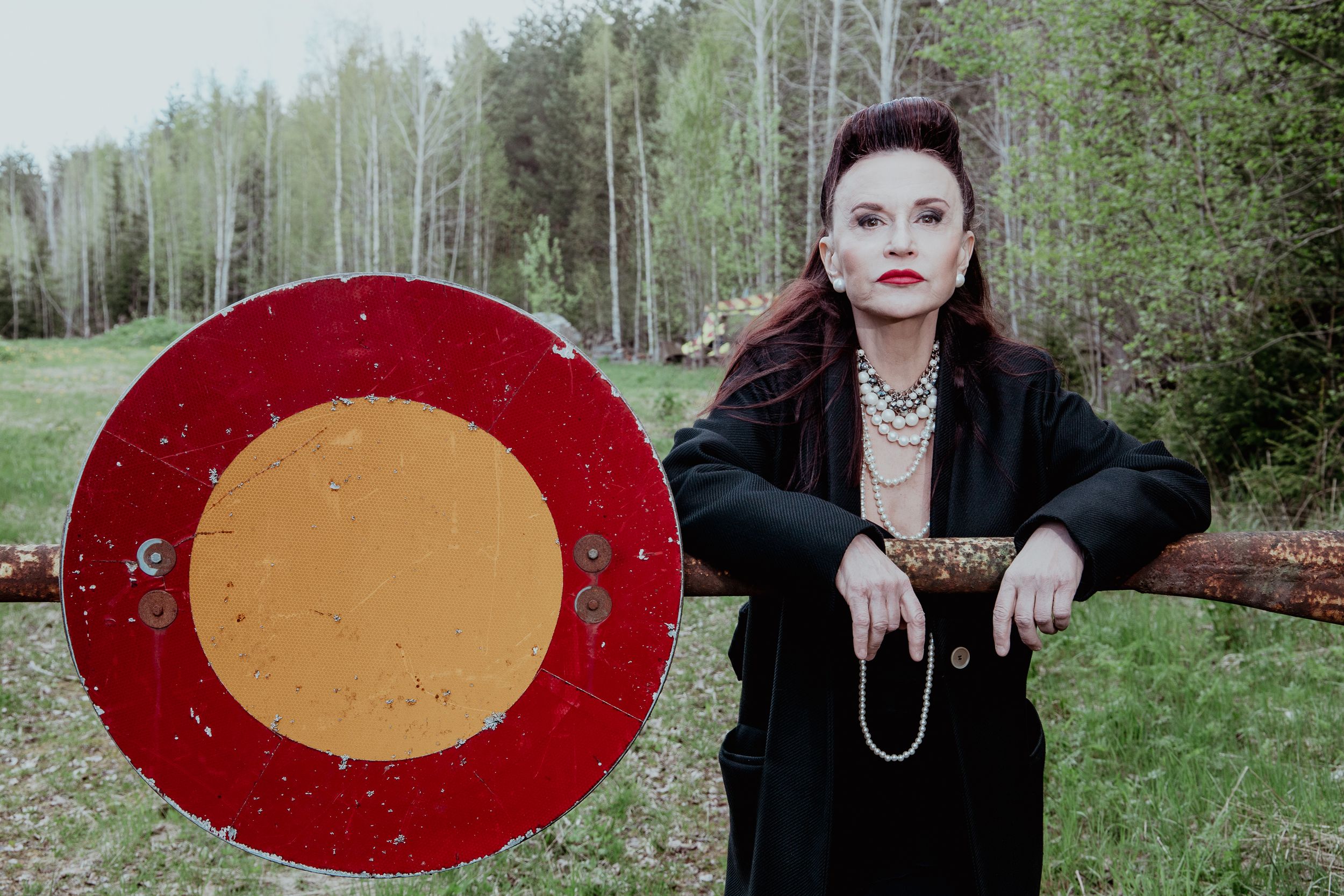 Woman and a stop sign