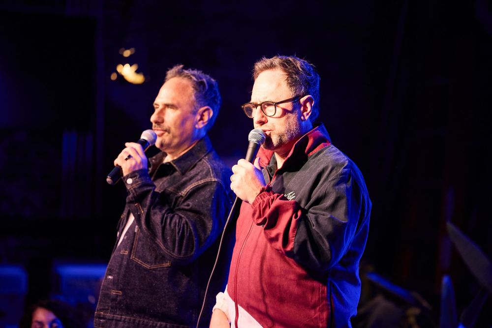 Comedians Sklar Bros on stage for Flyover Comedy Fest