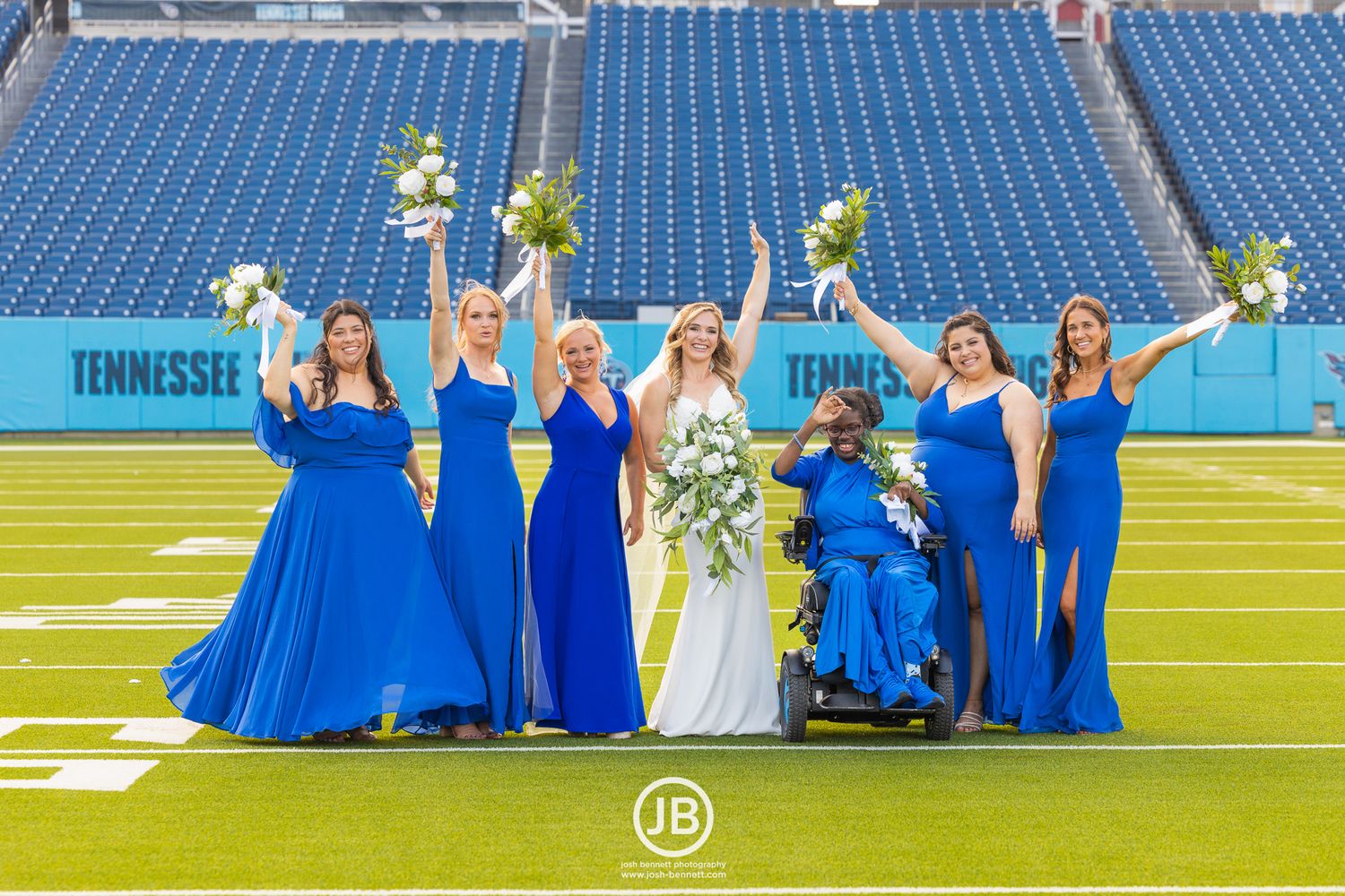 Nissan Stadium Wedding. TN Titans. Wedding Party. By Nashville Wedding Photographer - Josh Bennett Photography