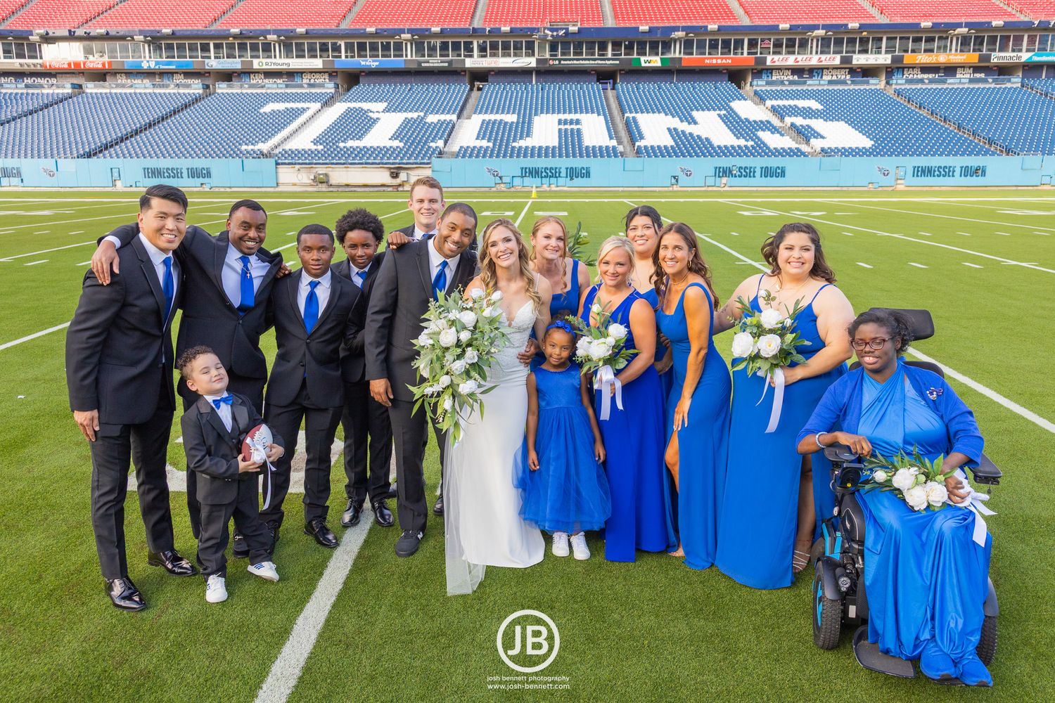 Nissan Stadium Wedding. TN Titans. Wedding Party. By Nashville Wedding Photographer - Josh Bennett Photography