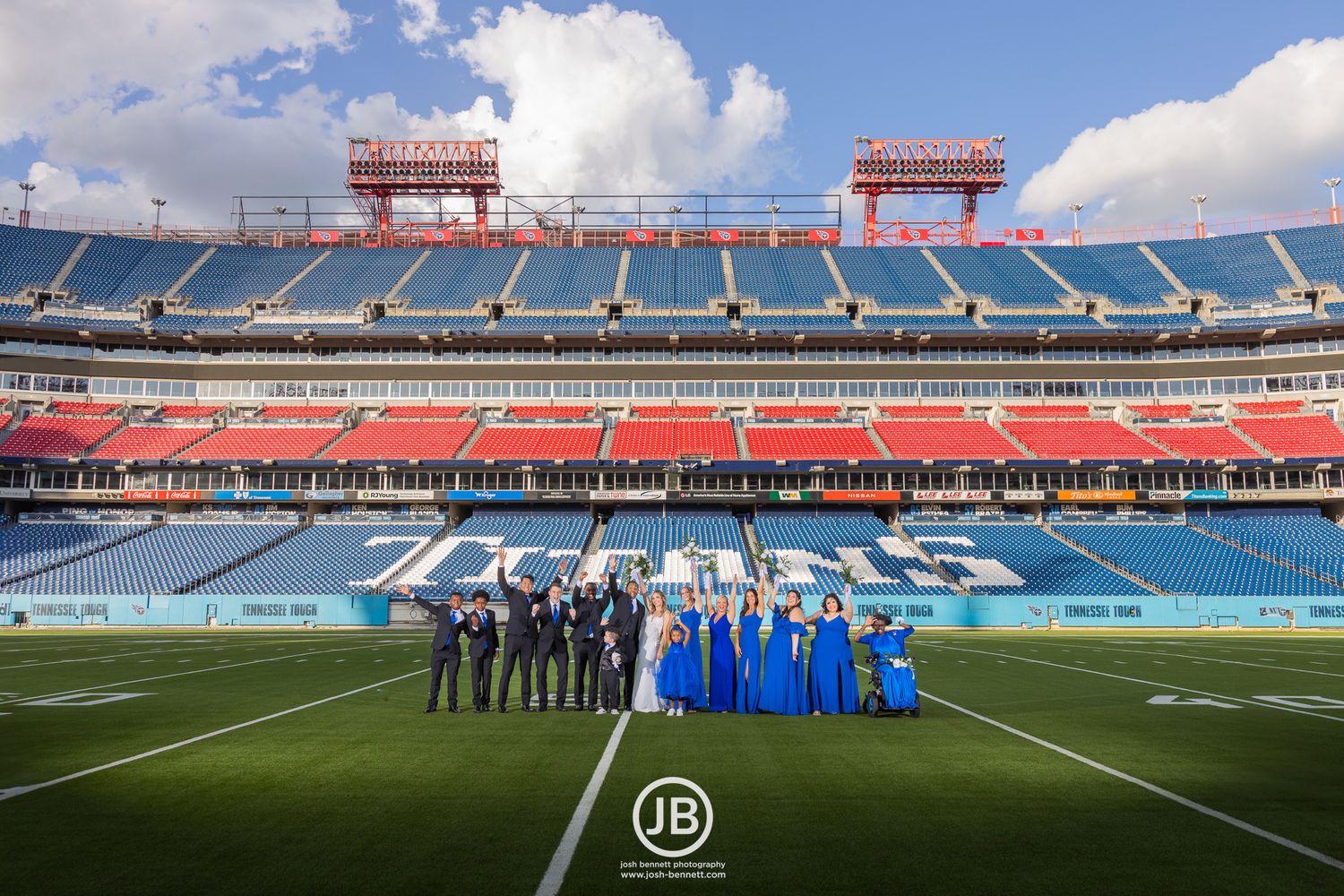 Nissan Stadium Wedding. TN Titans. Wedding Party. By Nashville Wedding Photographer - Josh Bennett Photography