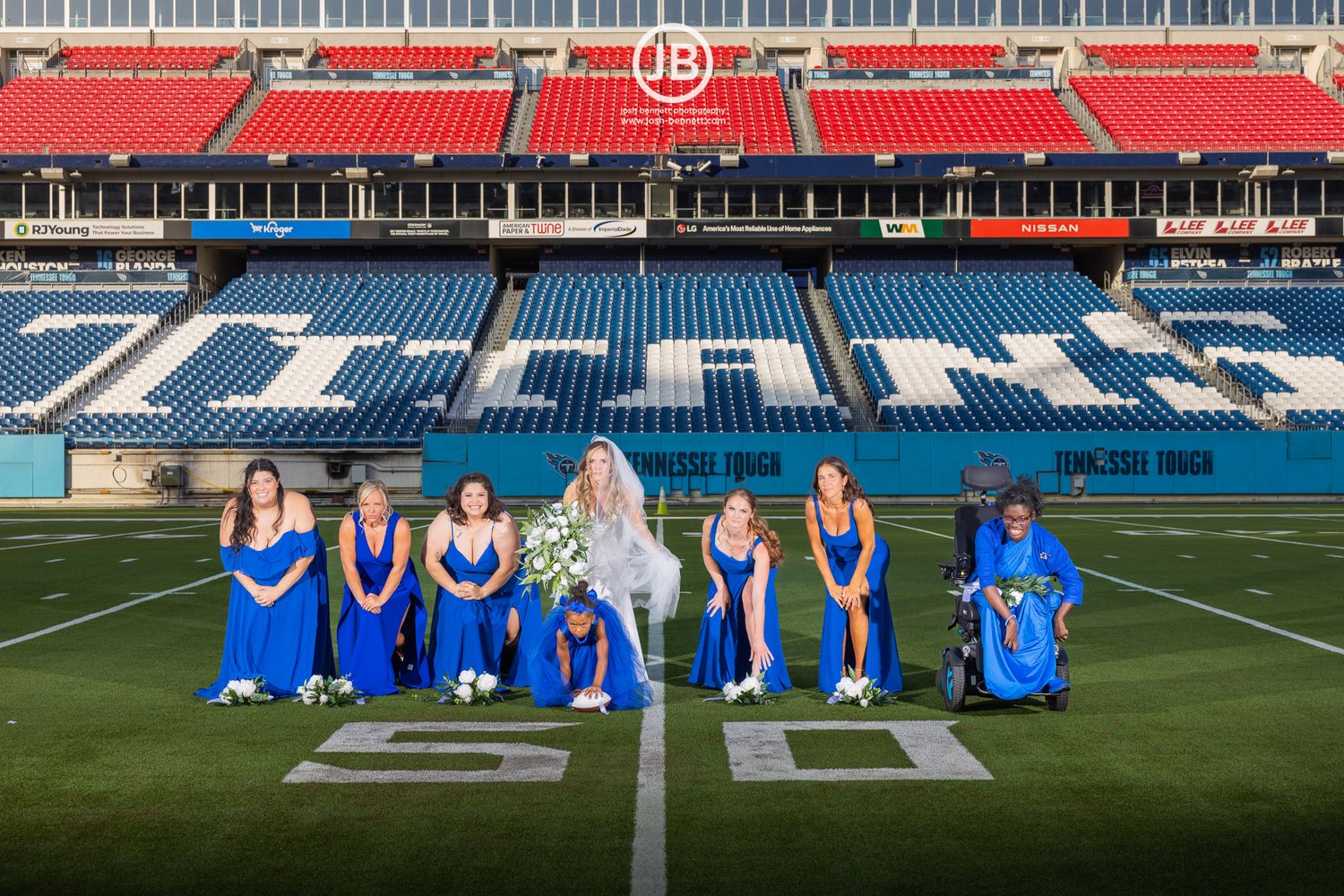 Inside Nissan Stadium Wedding. TN Titans. By Nashville Wedding Photographer - Josh Bennett Photography