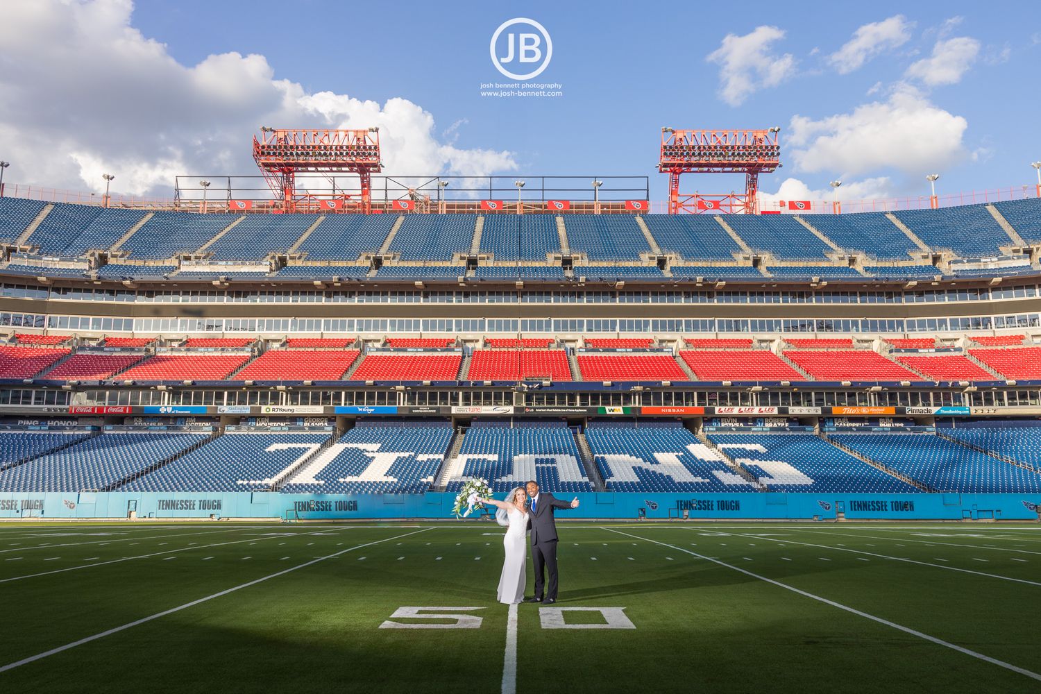 Inside Nissan Stadium Wedding. TN Titans. By Nashville Wedding Photographer - Josh Bennett Photography