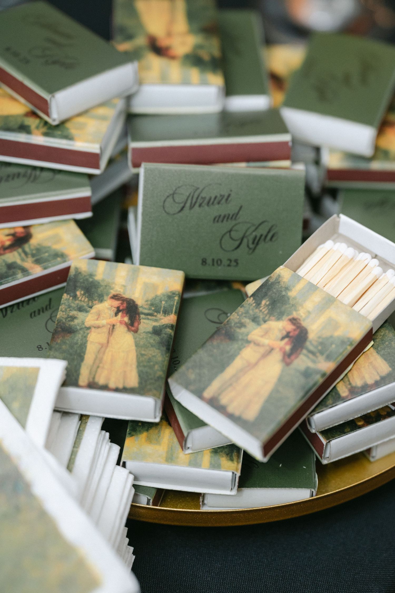 The Armour House Wedding in Lake Forest, IL - Cocktail Hour Bride and Groom Match Boxes