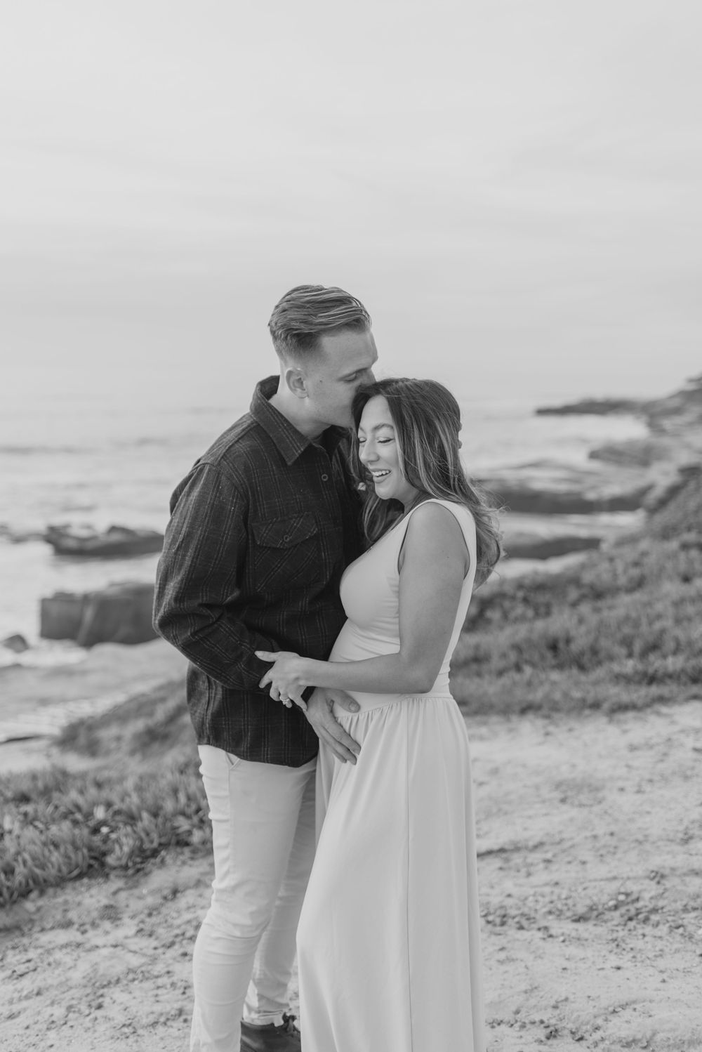 Windansea Beach maternity photos with soft light and natural posing, San Diego Couples Photography, Anna Romani Photography