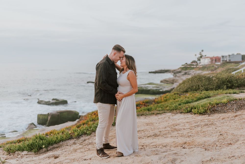 Windansea Beach maternity photos with soft light and natural posing, San Diego Couples Photography, Anna Romani Photography