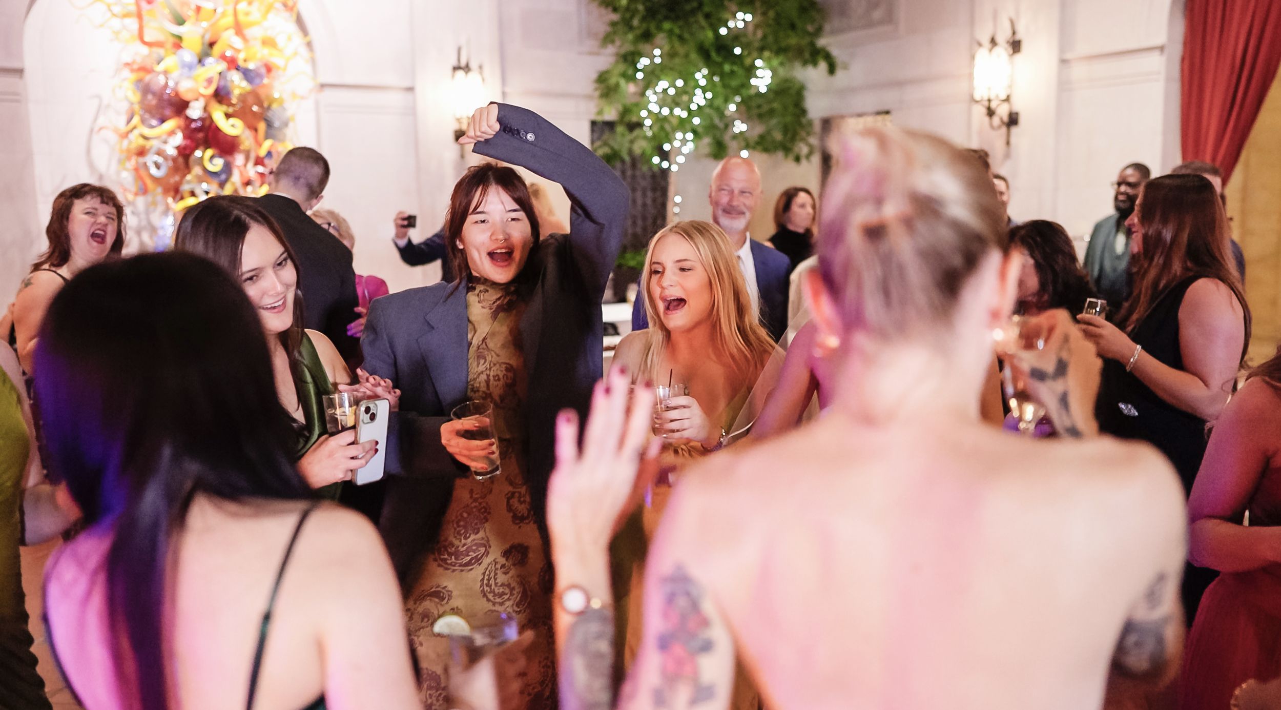 Party guests in a wedding in Columbus Museum Of Art