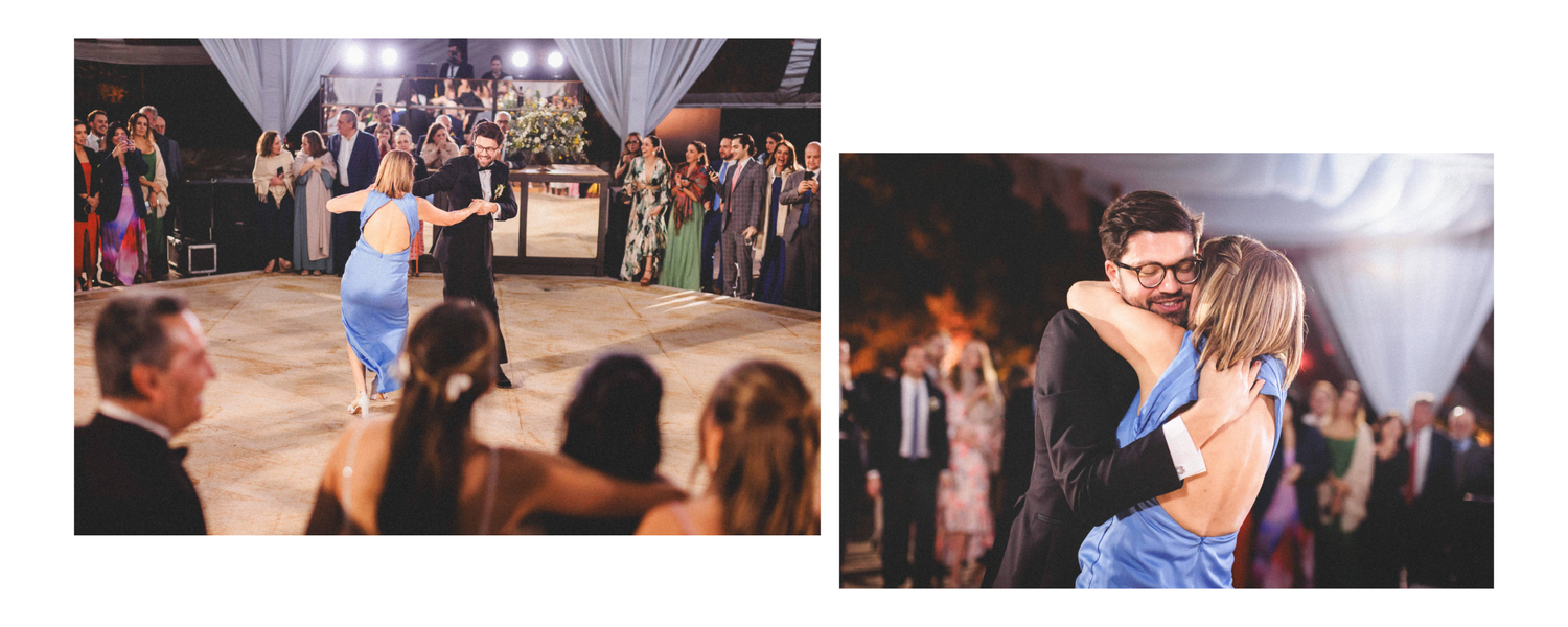 Couples dance together on a wooden floor during what appears to be a wedding reception or social gathering.
