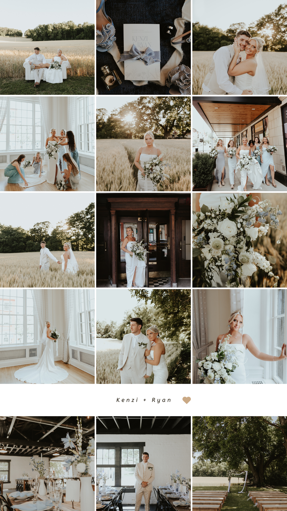 Light and airy wedding photo collection featuring getting ready moments and outdoor portraits in natural settings.
