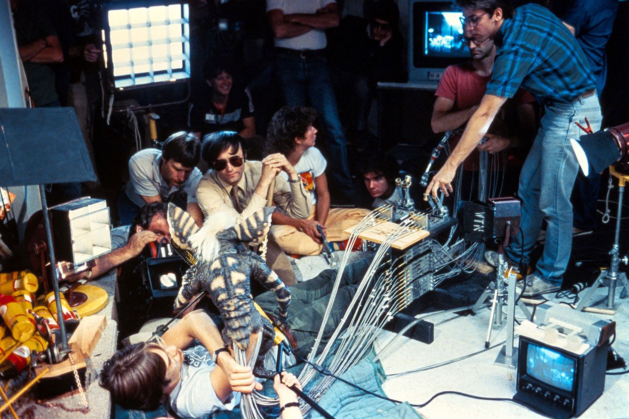 Gremlins behind the scenes with Stripe in the chainsaw scene