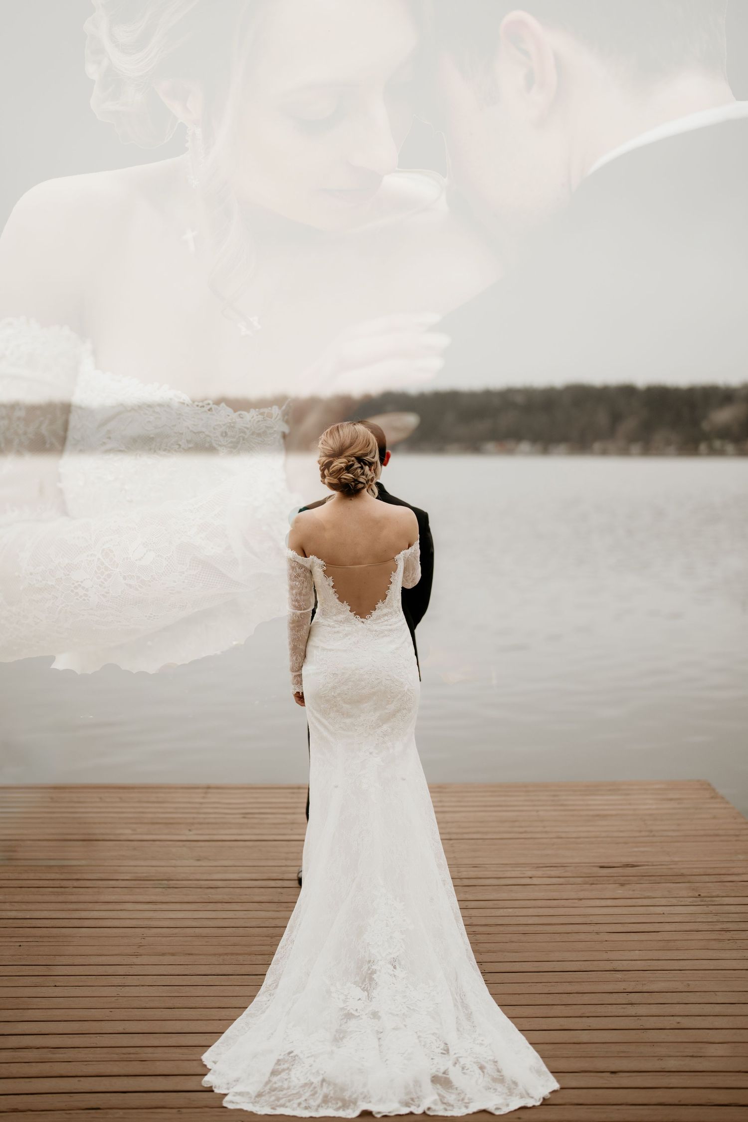 Bride and Groom sharing a first look on the dock in Seattle WA