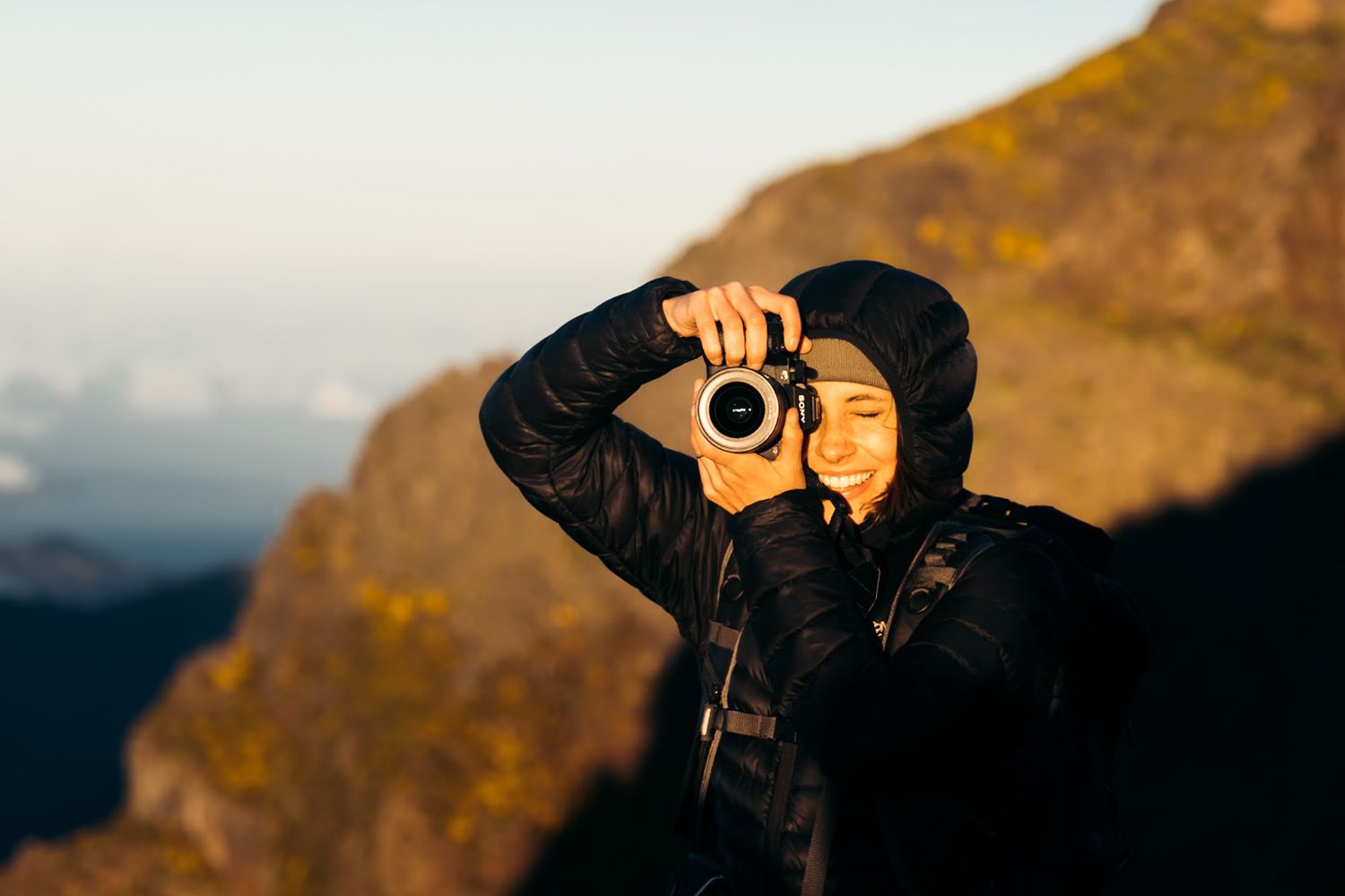 Photographe Sony au coucher du soleil à Madère