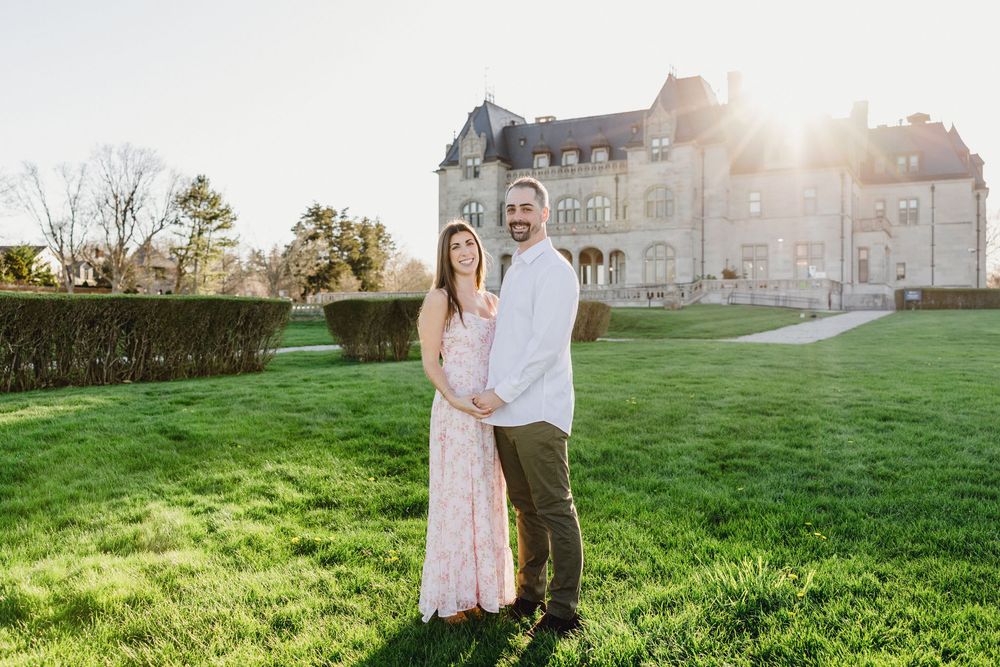 Ochre Court RI mansion Engagement session. Engagement photographer RI, Newport RI Cliff walk photography.
