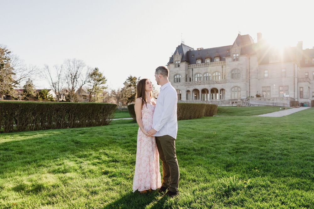 Ochre Court RI mansion Engagement session. Engagement photographer RI, Newport RI Cliff walk photography.