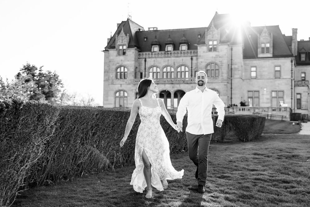 Ochre Court RI mansion Engagement session. Engagement photographer RI, Newport RI Cliff walk photography.