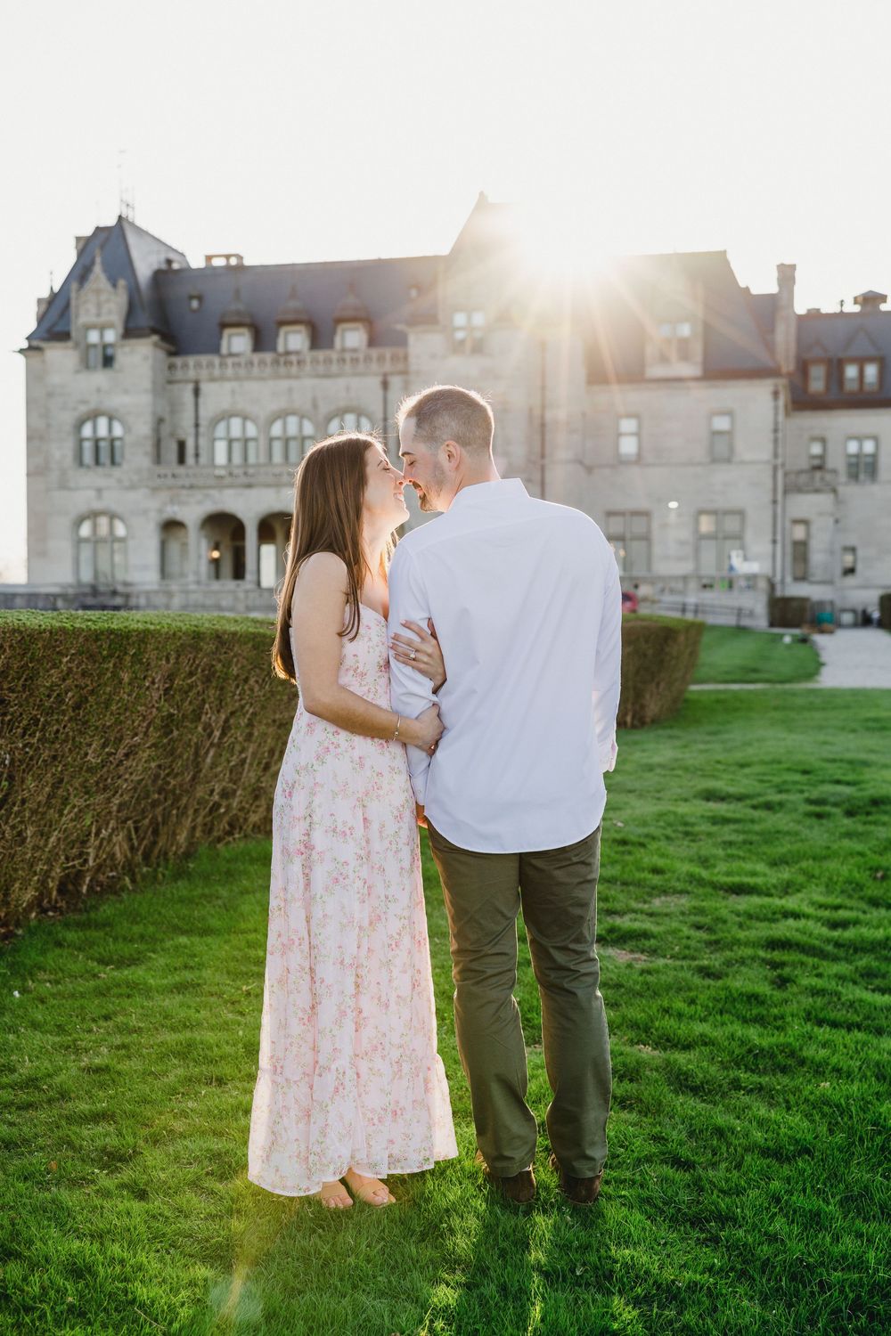 Ochre Court RI mansion Engagement session. Engagement photographer RI, Newport RI Cliff walk photography.