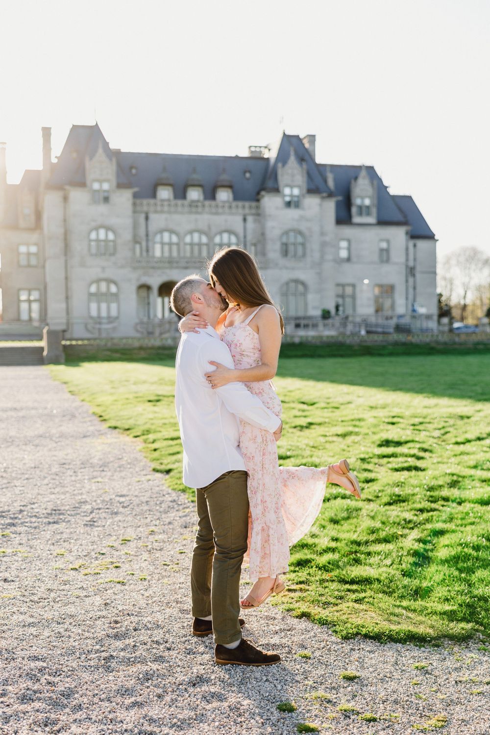 Ochre Court RI mansion Engagement session. Engagement photographer RI, Newport RI Cliff walk photography.