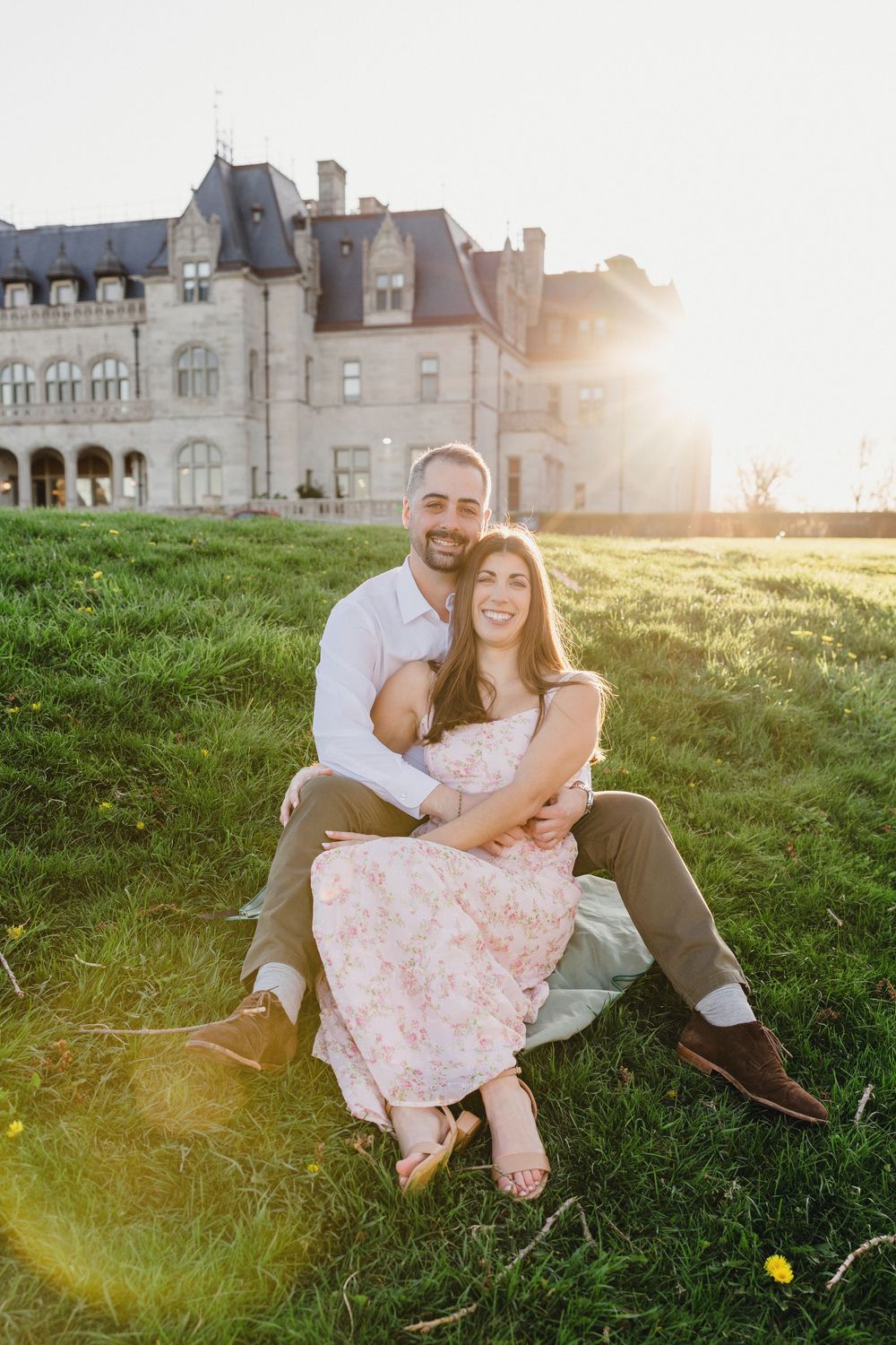 Ochre Court RI mansion Engagement session. Engagement photographer RI, Newport RI Cliff walk photography.