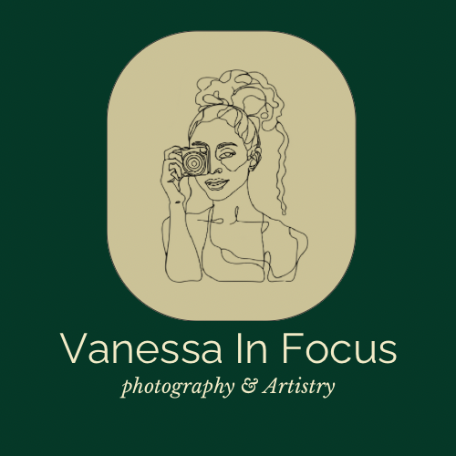 Elegant gold camera logo design with cursive text on black background for photography business.