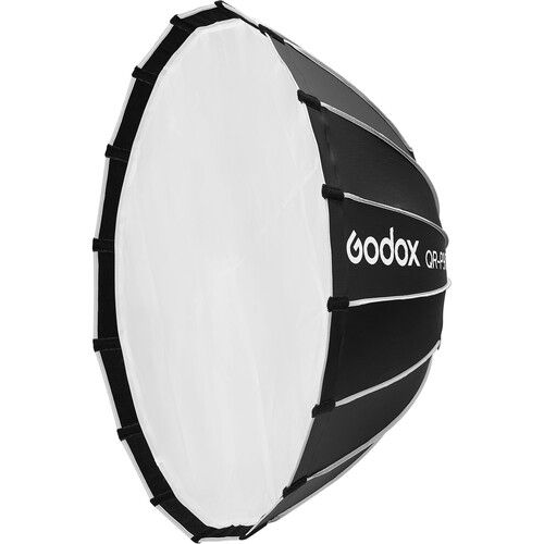 Professional 120cm Godox softbox with white interior and black parabolic design for photography lighting.