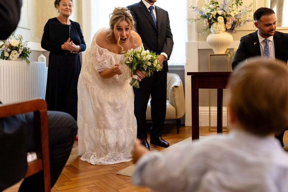 A wedding ceremony montage showing intimate moments between couples during their special day at an elegant indoor venue.