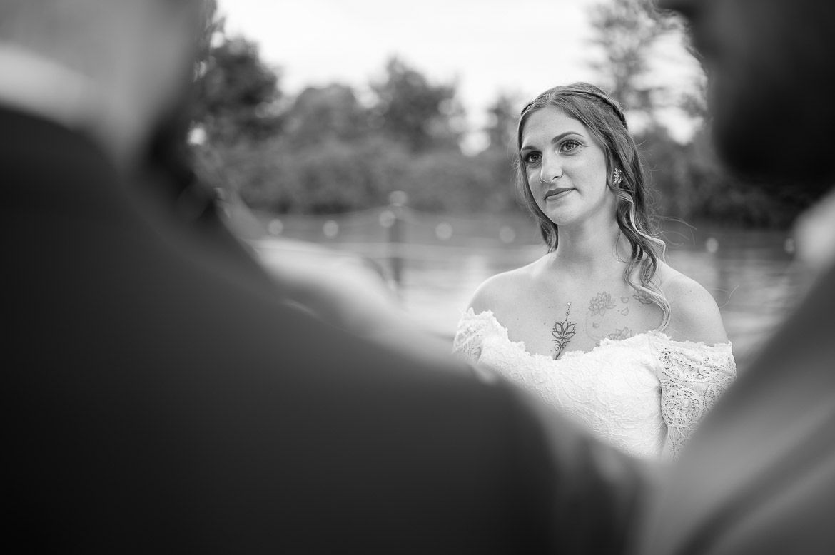 Black and white candid wedding ceremony moments.