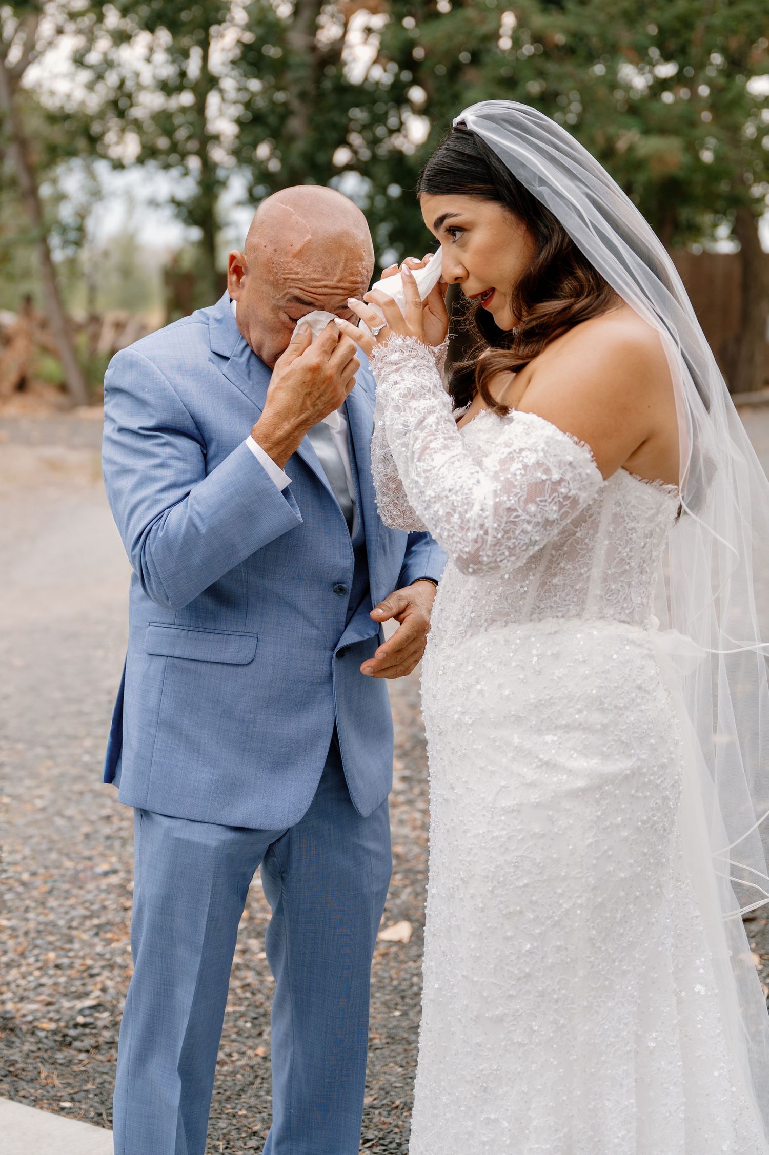 Bride and father emotional first look