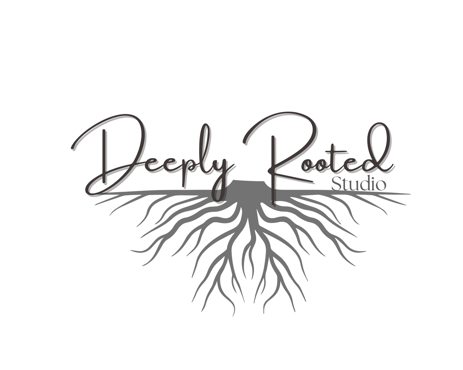 A series of decorative black roots or tree branch silhouettes arranged horizontally against a white background.