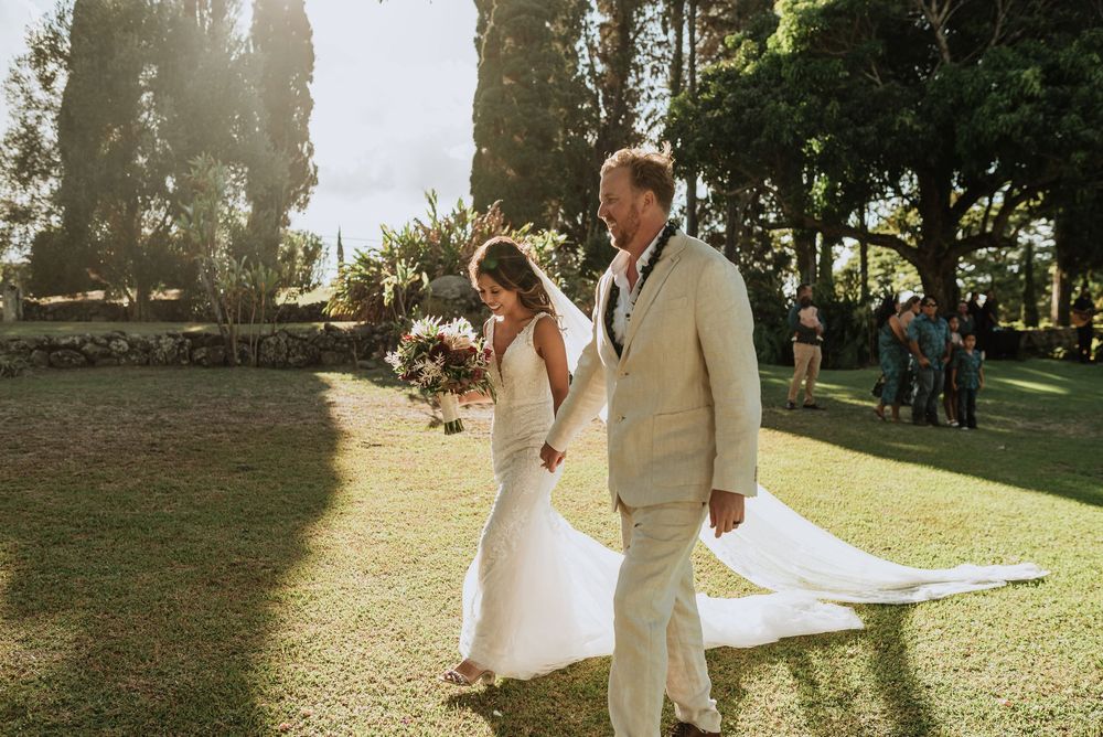 Outdoor wedding ceremony captured in a series of photos showing couple exchanging vows under sunlit trees.