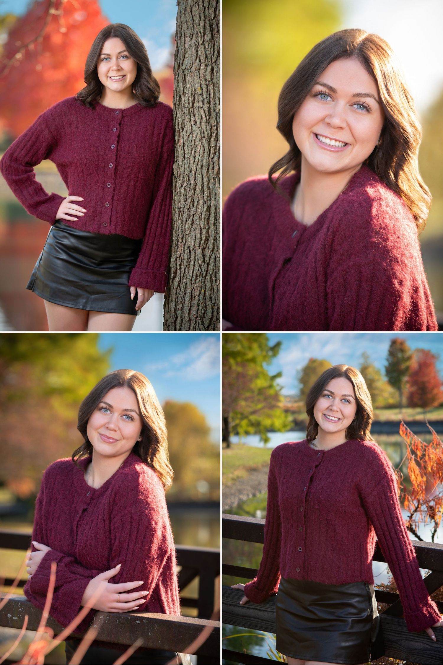 Fall senior pictures.  Senior pictures at an arboretum.  Boho senior pictures. Senior pics at a pond. Senior pictures in the fall.