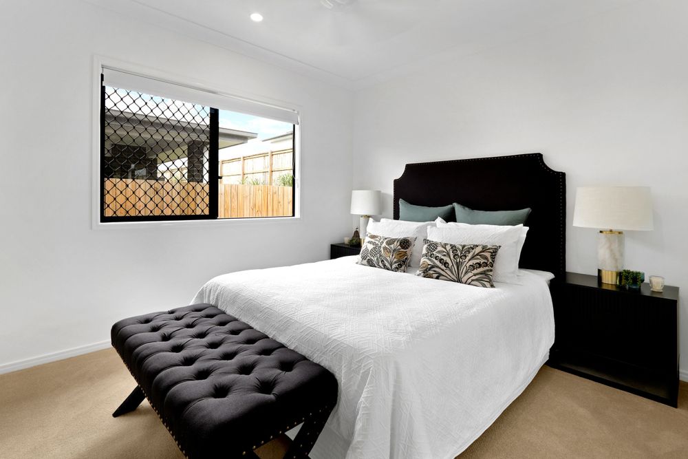 Bright minimalist bedroom captured by Gold Coast and Brisbane real estate photographer
