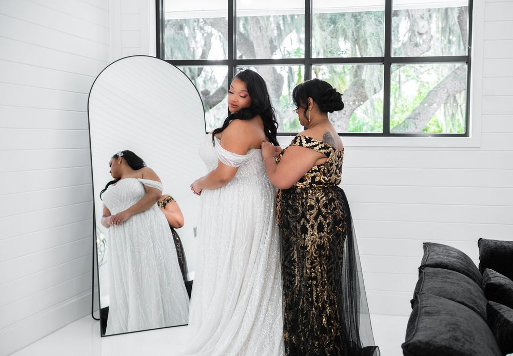 Intimate moments between bride and her mother during a luxury Florida wedding
