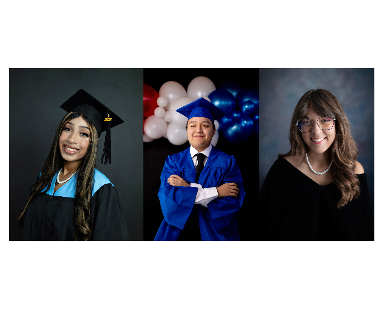 Professional portrait series showing different poses and expressions against a dark background with dramatic lighting.
