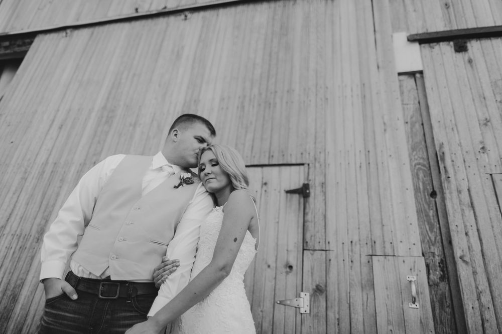 Bride and groom, wedding portrait Greenfield, Indiana farm wedding