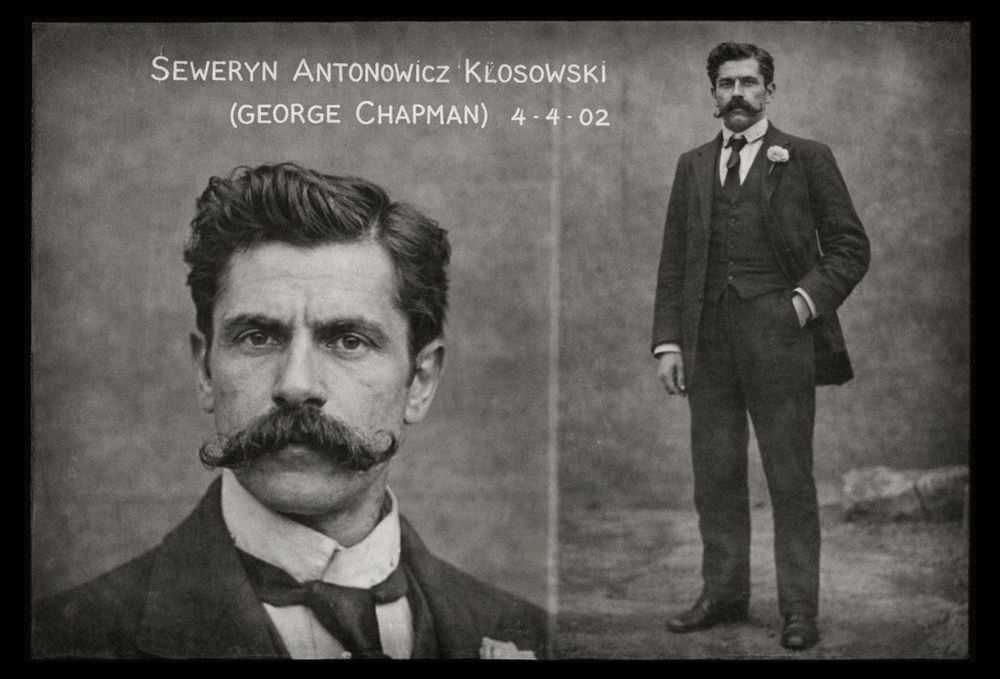 Vintage mugshot of Seweryn Antonowicz Klosowski, also known as George Chapman, dated April 4, 1902.