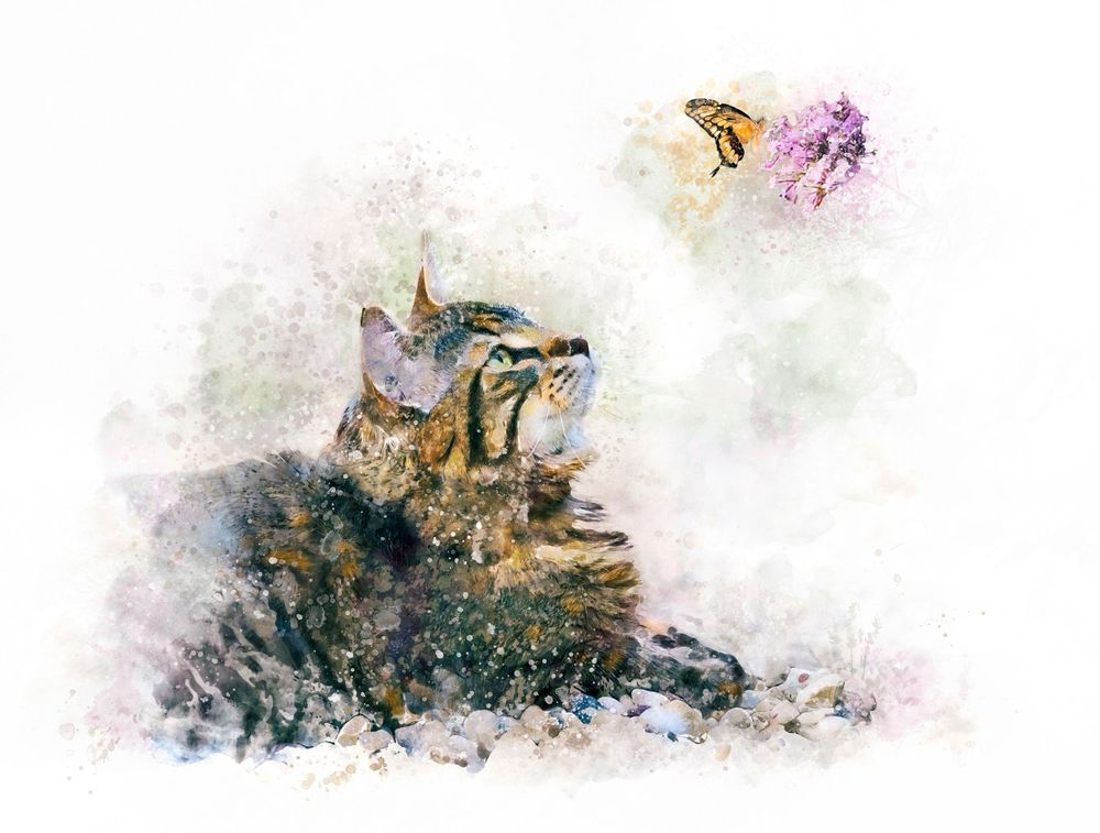 Abstract watercolor painting in soft pastel colors with delicate brush strokes creating a dreamy landscape effect.