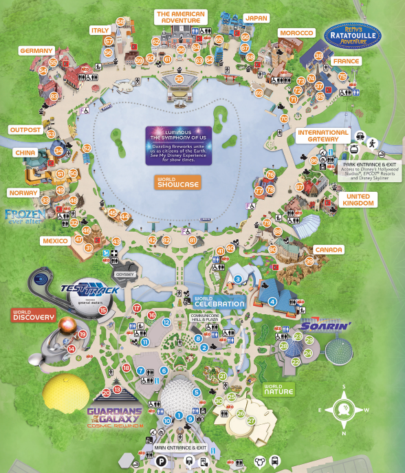 Detailed park map of Walt Disney World's Hollywood Studios showing attractions and pathways.