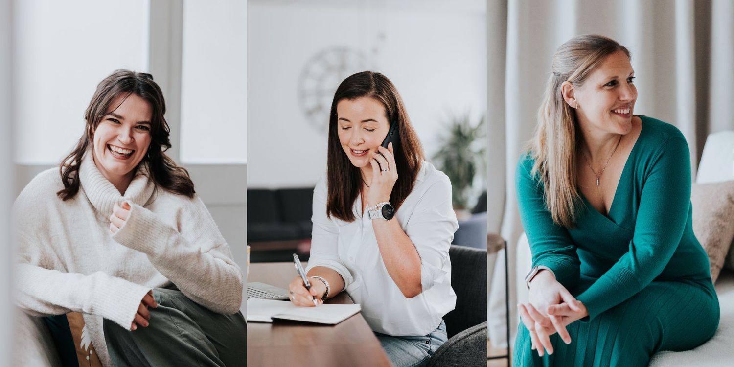 A series of eight professional business meeting photographs arranged in a horizontal strip layout.