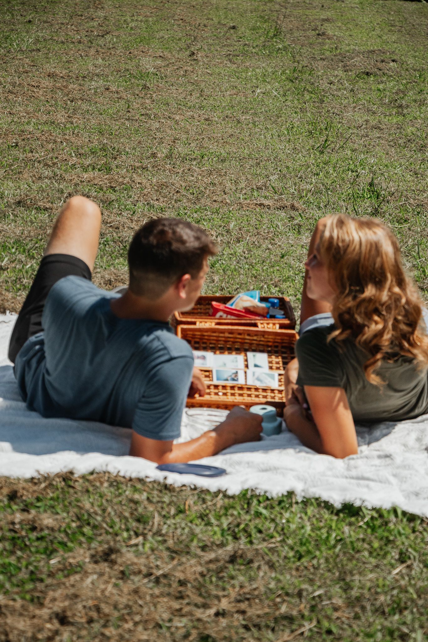 Couple's Picnic Adventure Photography Session | Couple laying on picnic blanket | K Murphy Photos | Roanoke Virginia