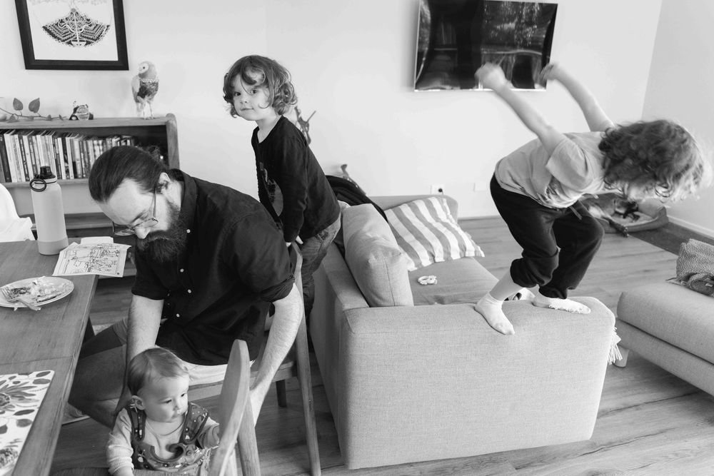 After dinner chaos with 3 little boys and their Dad.