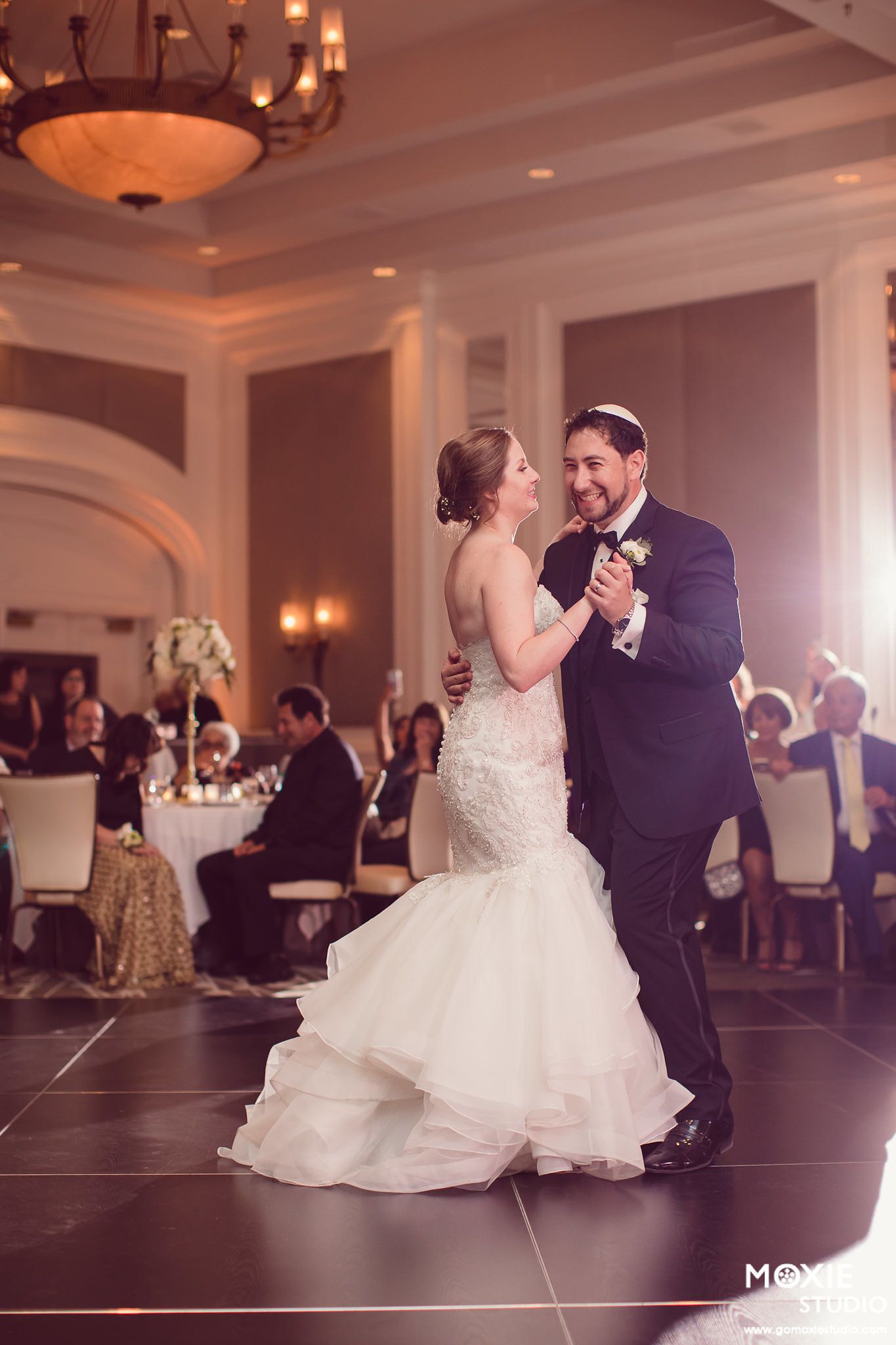 bride and groom portraits at DragonRidge Country Club sunset