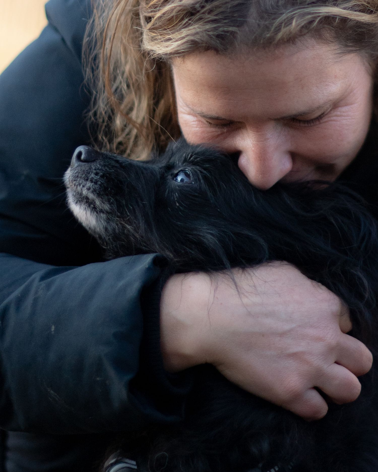 woman with her dog during a quiet photography session
