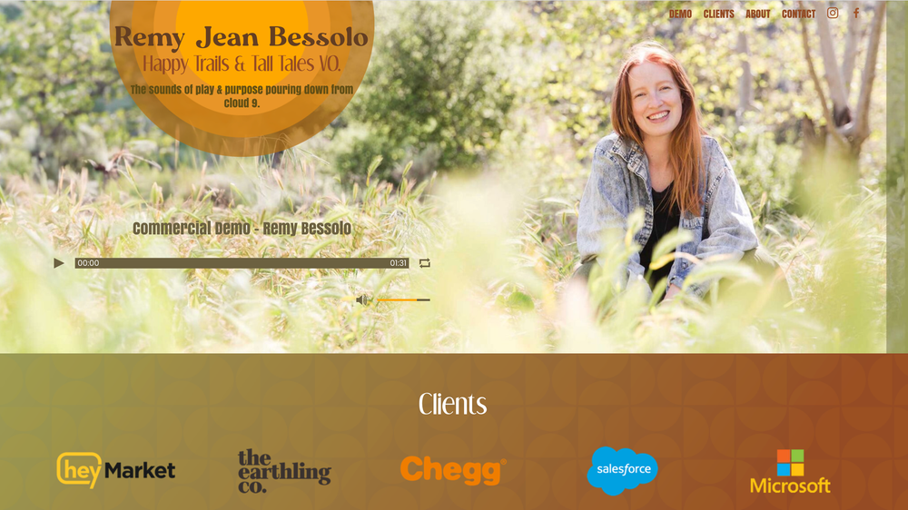 Portfolio website header with natural outdoor photography theme.
