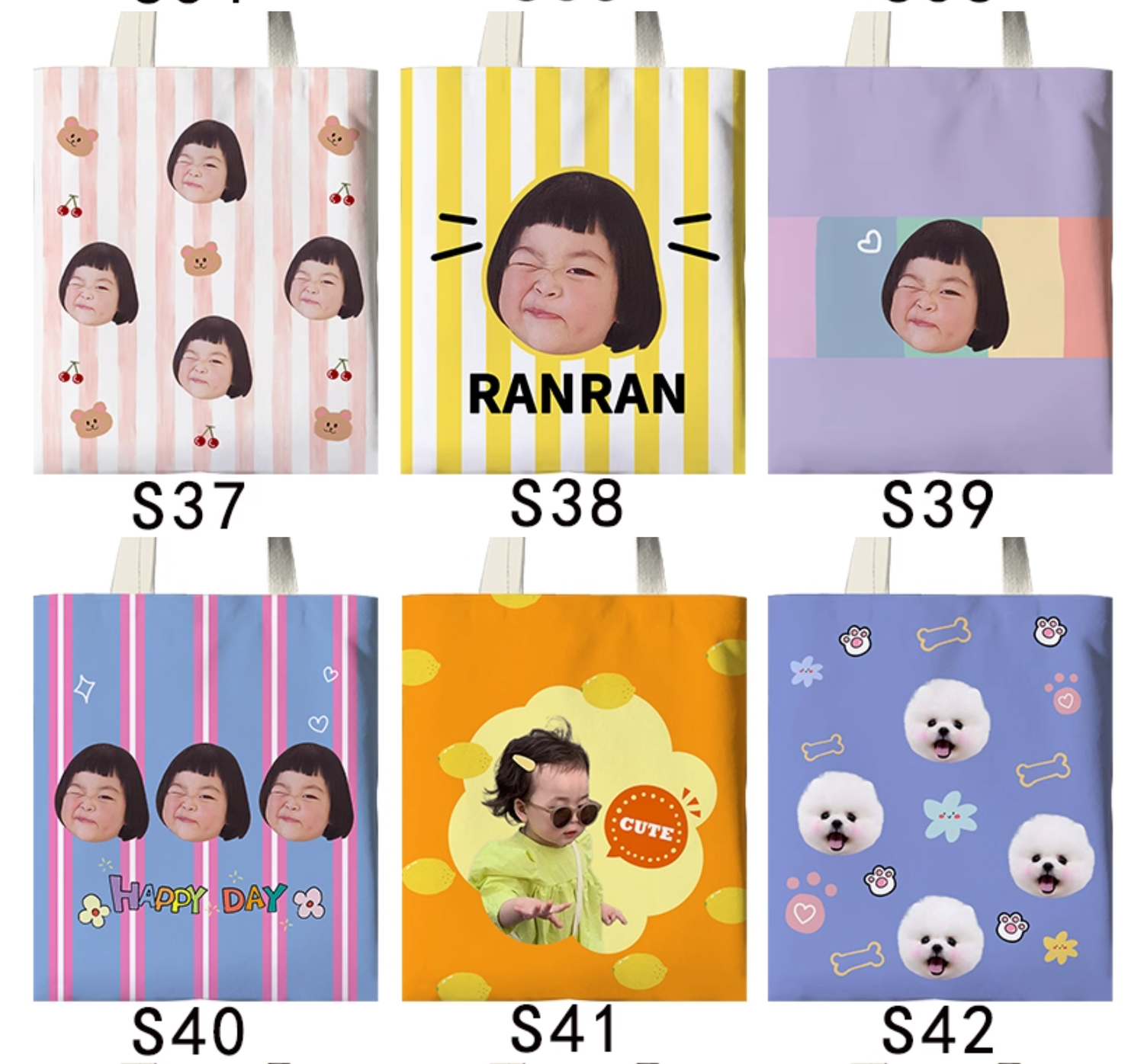 Colorful grid of six digital illustrations featuring cartoon-style portraits and decorative patterns with poodle dogs.
