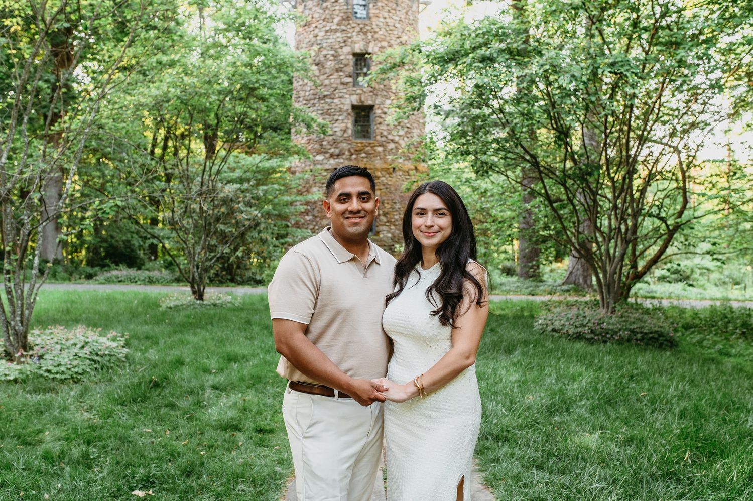 Engagement session at Cross Estates in Bernardsville, NJ during golden hour. Romantic outdoor engagement photos. Natural light photos.