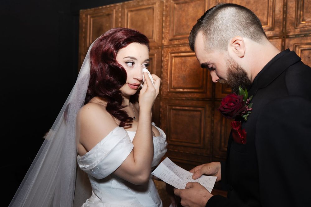 bride and grooms first look in the vault at the society room wedding venue in Hartford connecticut