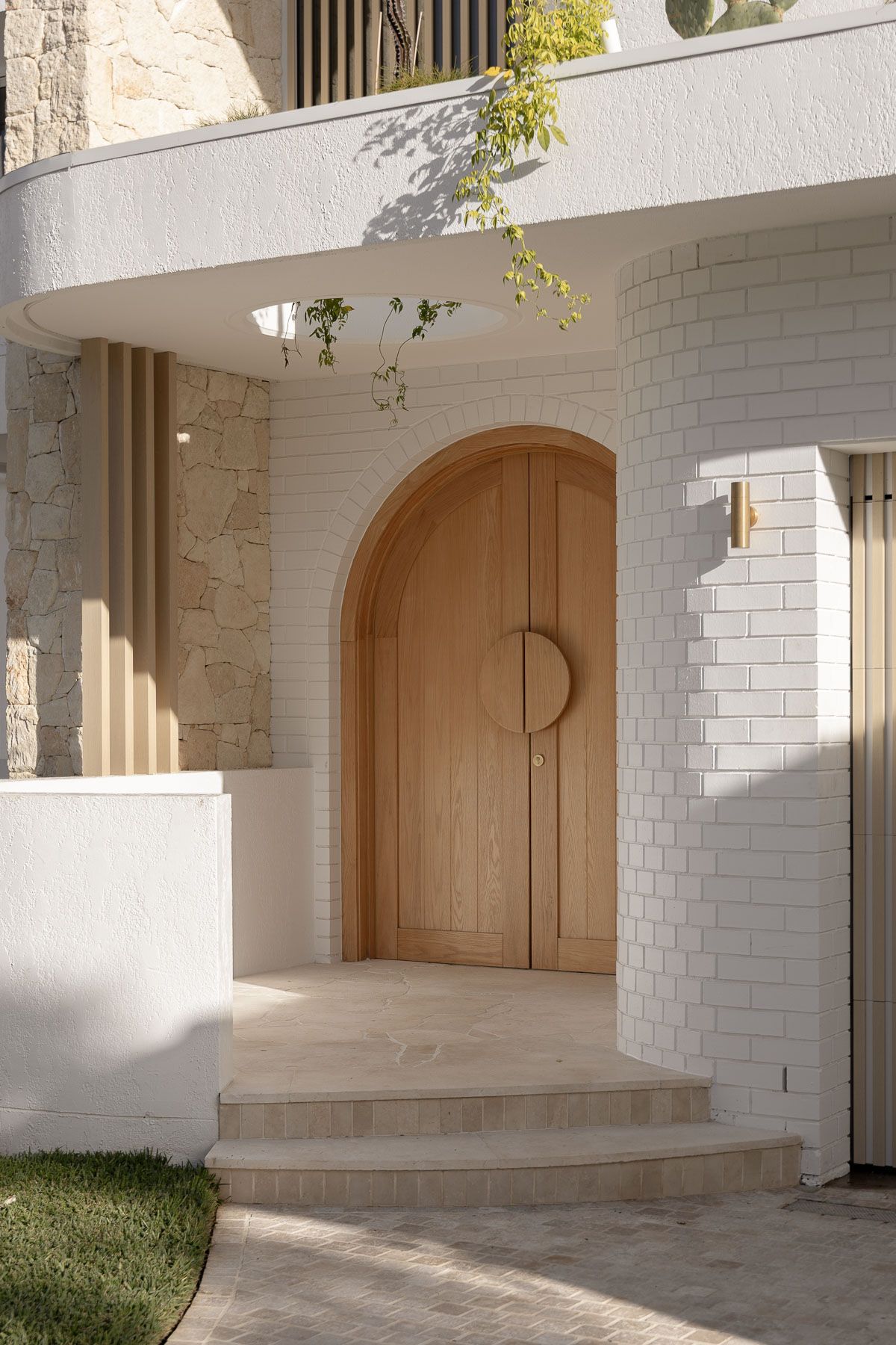 Luxury duplex entry captured through architectural photography in Miranda, Sutherland Shire NSW.